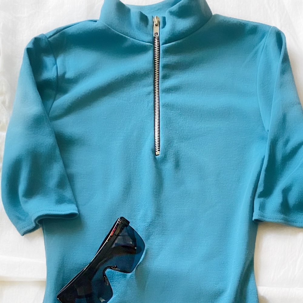 Mock neck fitted dress